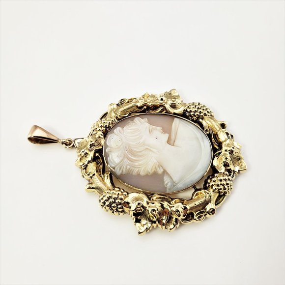 Vintage 14 Karat Yellow Gold Cameo Pendant #10663 - Picture 3 of 8